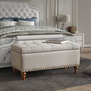 Upholstered Ottoman With Storage And Rivet Trim