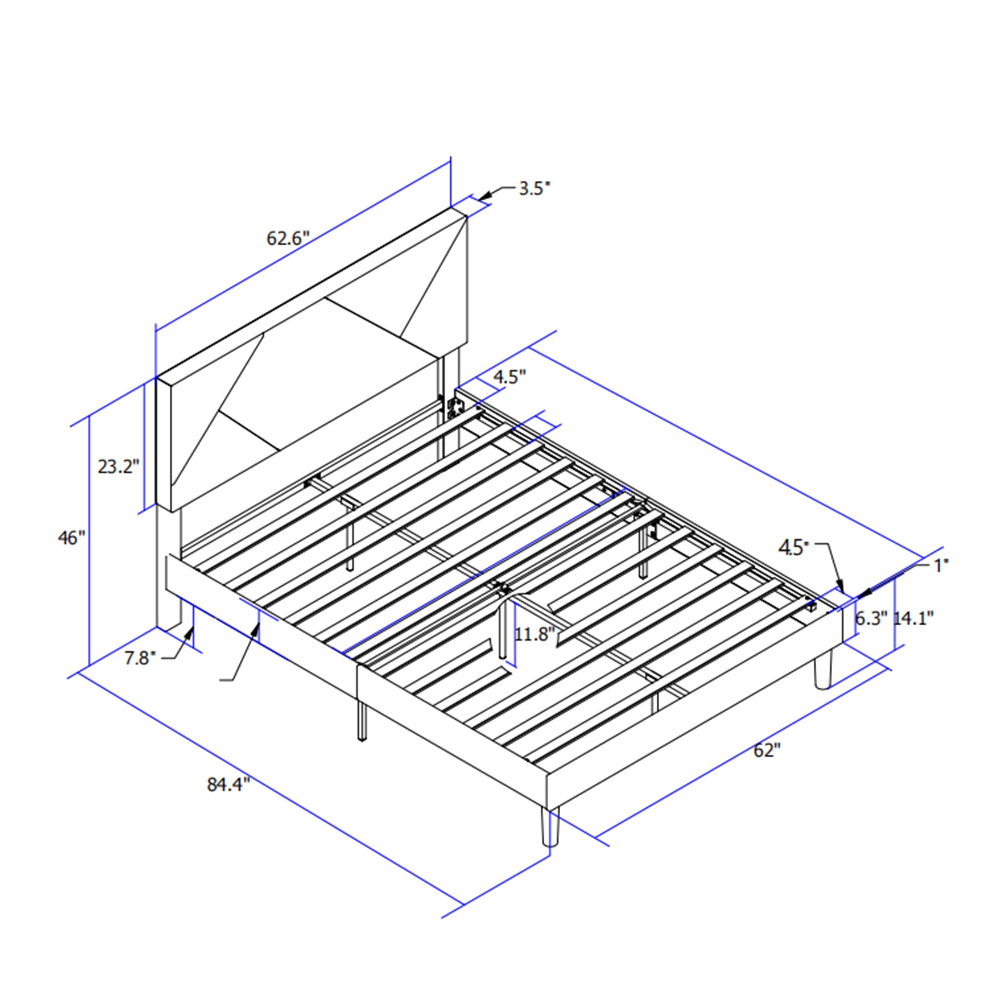 Queen Size Upholstered Platform Bed Frame ,Wood Slat Support, Easy Assembly,Grey - Atlantic Fine Furniture Melbourne FL