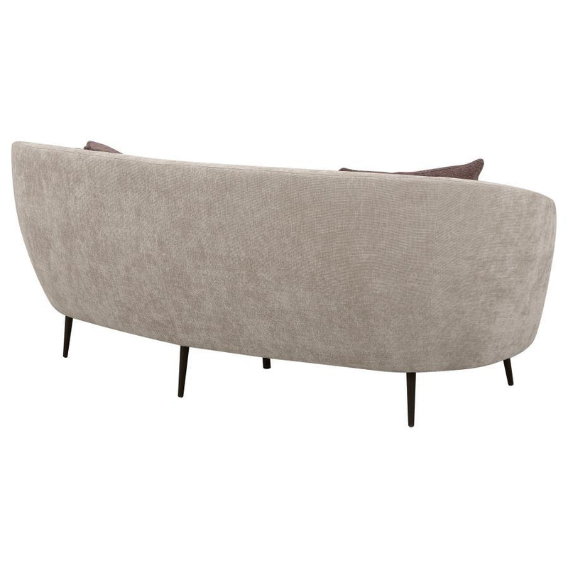 Ellorie - Upholstered Channel Back Curved Sofa - Beige