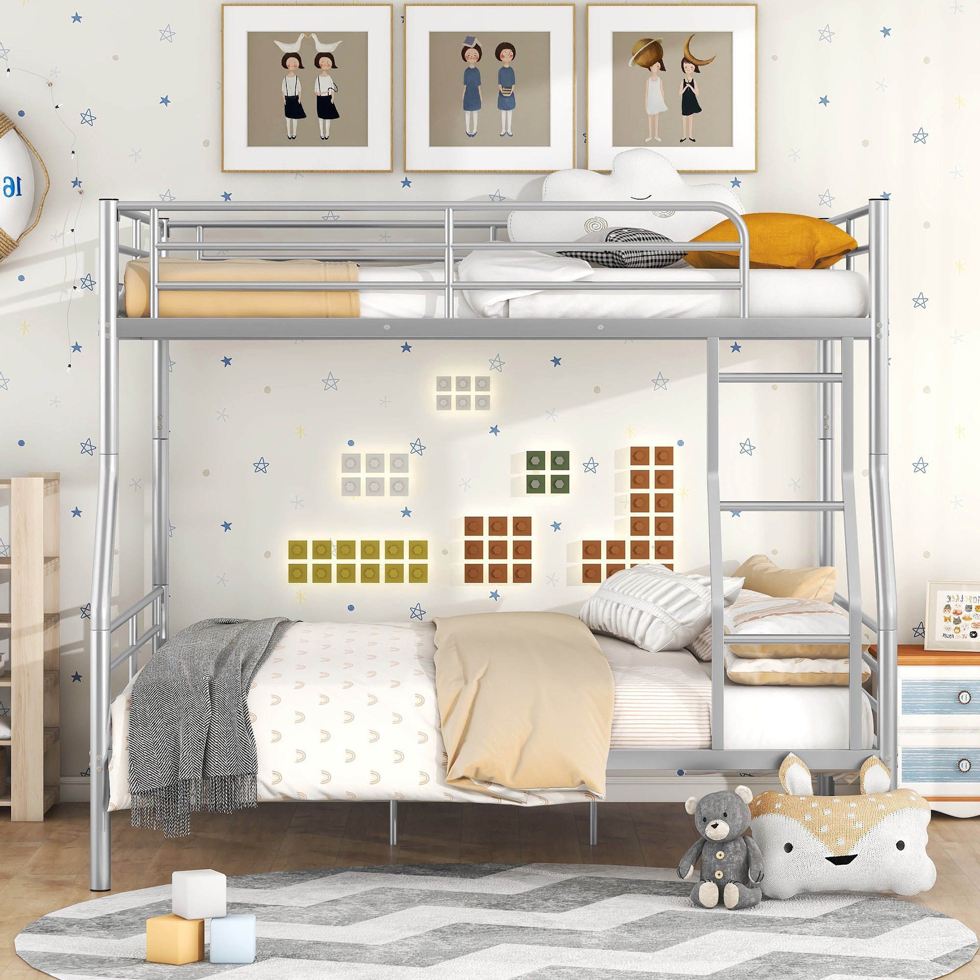 Full XL Over Queen Metal Bunk Bed, Sliver - Atlantic Fine Furniture Melbourne FL