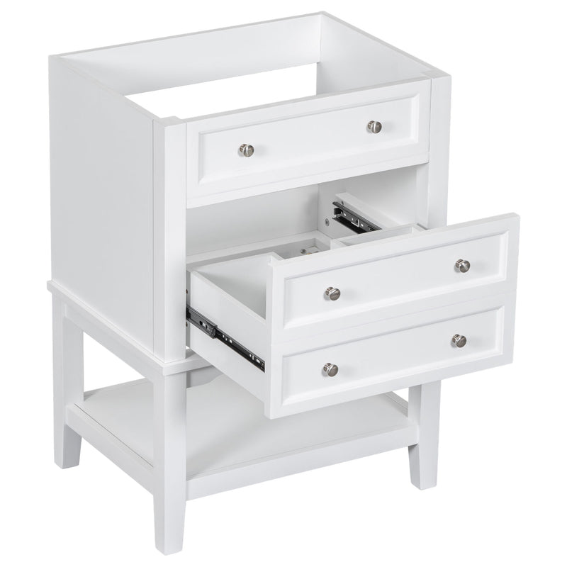 24" Bathroom Vanity Without Sink, Base Only, Storage Cabinet With Drawer And Open Shelf - White