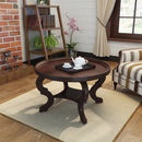 Elegant Coffee Table With Rimmed Top And Curved Design