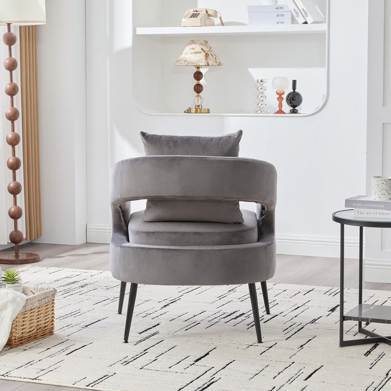 Open Back Accent Chair, Round Sofa Lounge Armchair - Charcoal