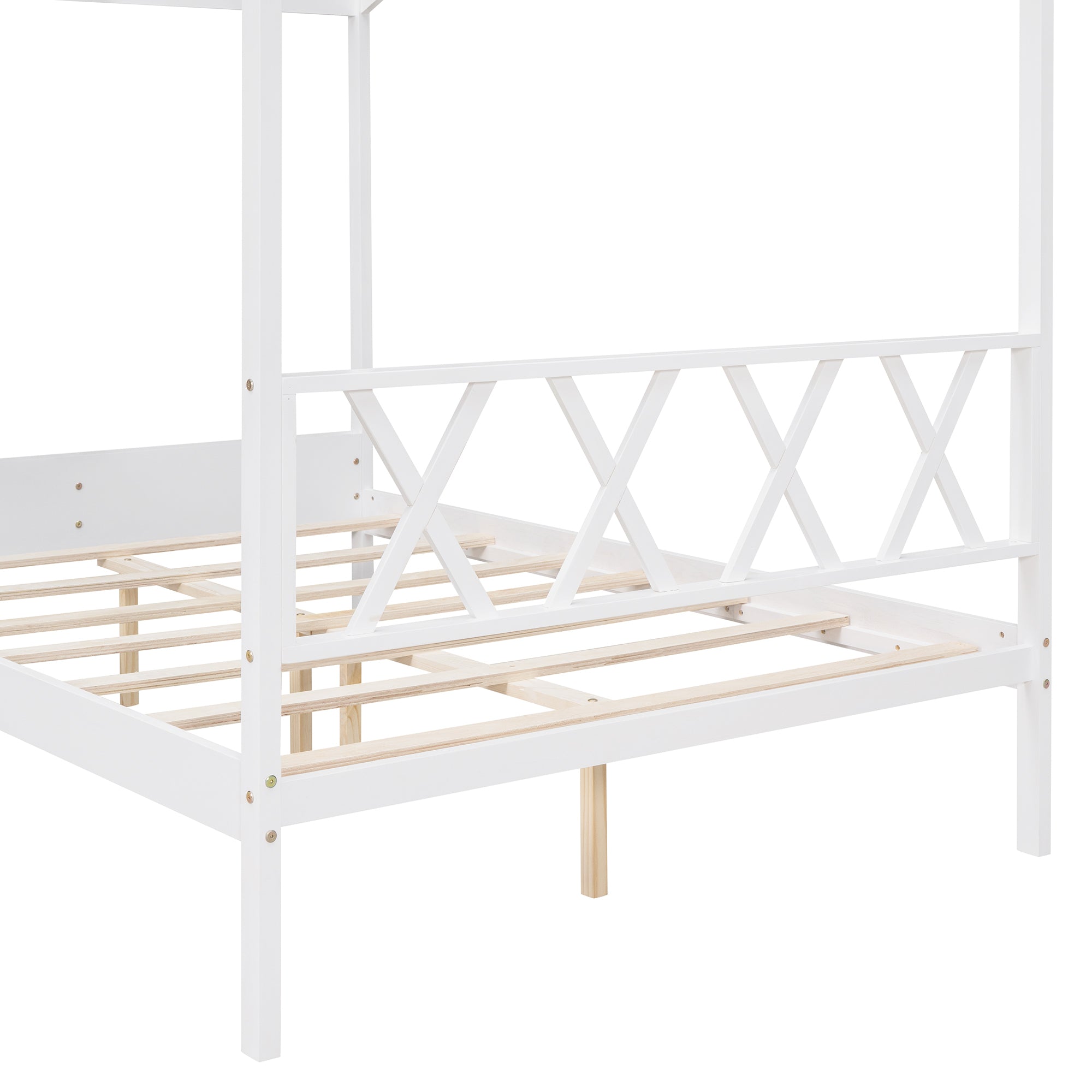 Full Size Wood House Bed with Storage Space, White (OLD SKU :LP000002AAK) - Atlantic Fine Furniture Melbourne FL