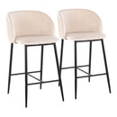 Fran - Pleated Waves Contemporary, Fixed Height Counter Stool (Set of 2)
