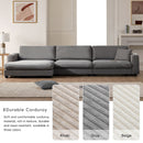 Oversized Corduroy Sectional Sofa, L Shaped Cloud Couch With USB Charging Port, Cup Holder, Deep Seat Sofa Bed With 50" Chaise, Comfy Indoor Furniture For Living Room