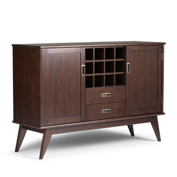 Draper - Mid Century Sideboard Buffet And Wine Rack - Medium Auburn Brown