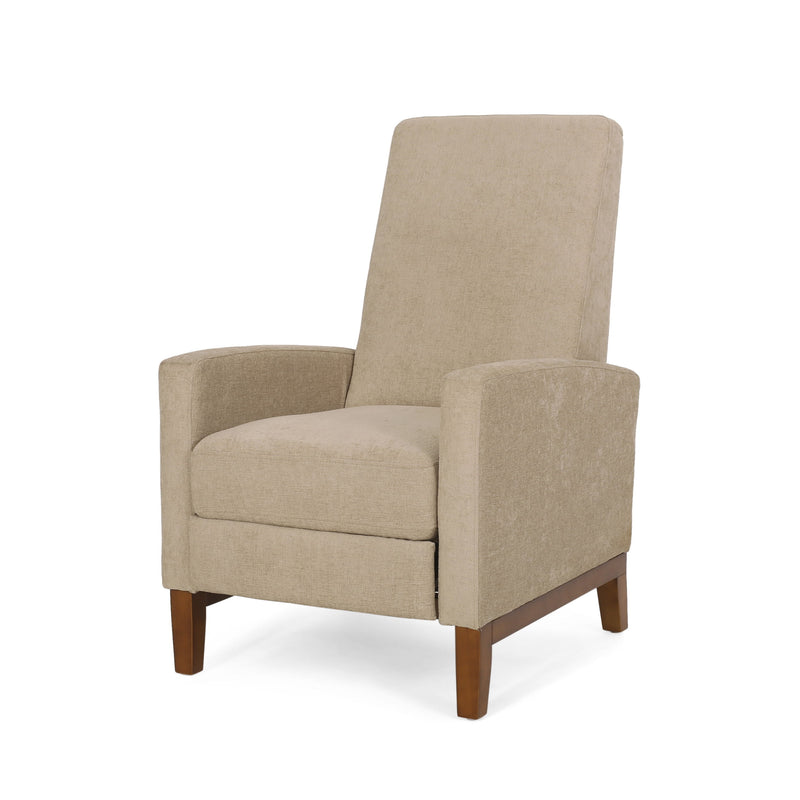 Wide Wood Hand Manual Club Recliner - Sand