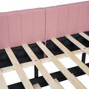 Full Size Upholstered Daybed with Trundle Sofa Bed Frame No Box Spring Needed, Linen Fabric(Pink)