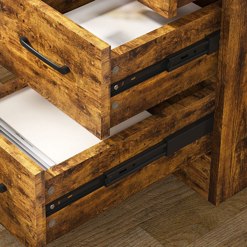 Computer Desk With 4 In 1 Socket & 3 Drawers, 4 Tier Shelves