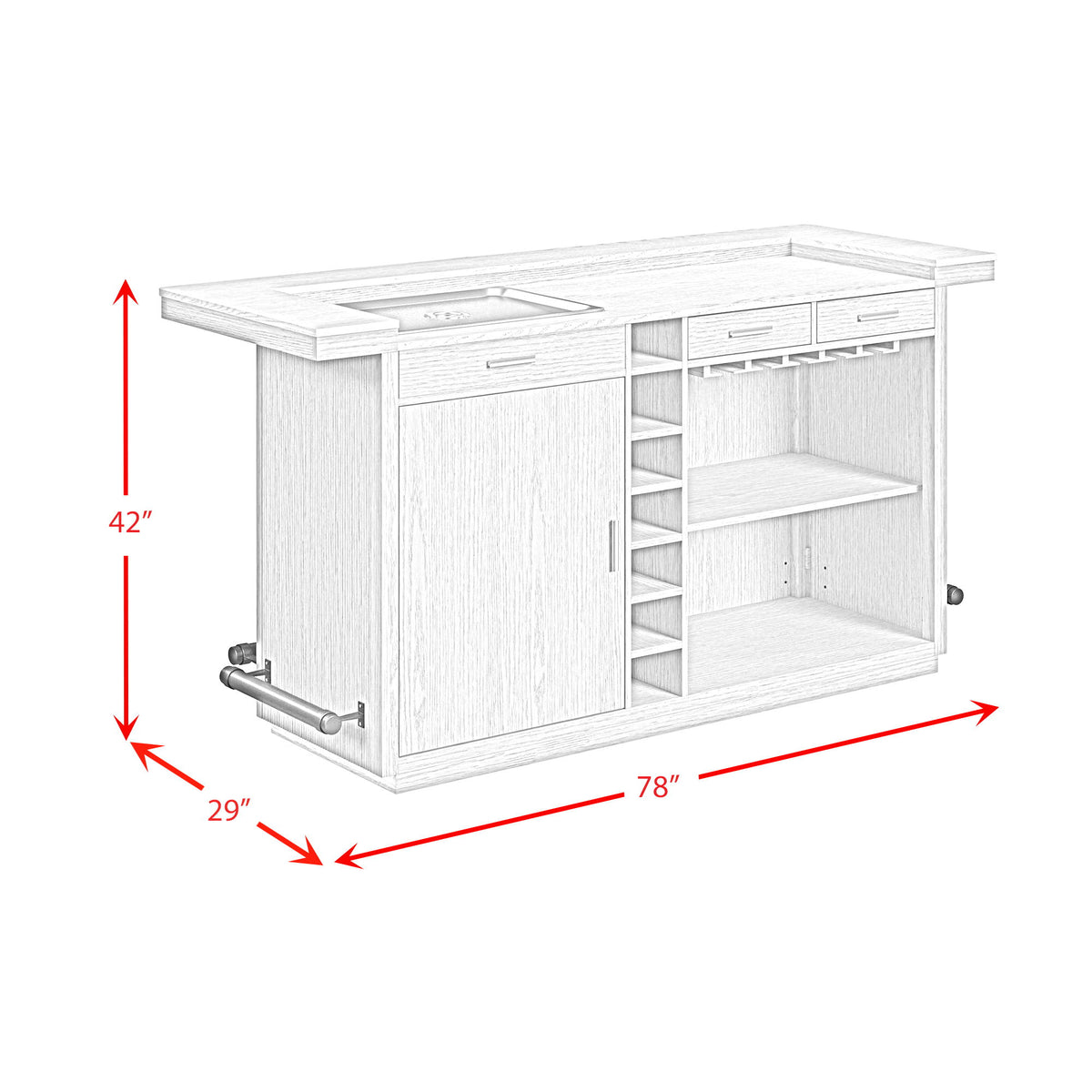 Cambrie Bar Table With LED in Off-White And Natural by Elements International, view 11