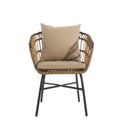 Contemporary Outdoor Patio Chairs With Cushions (Set of 2) - Beige / Black