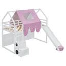 Loft Bed With House Shaped Frame And Tent