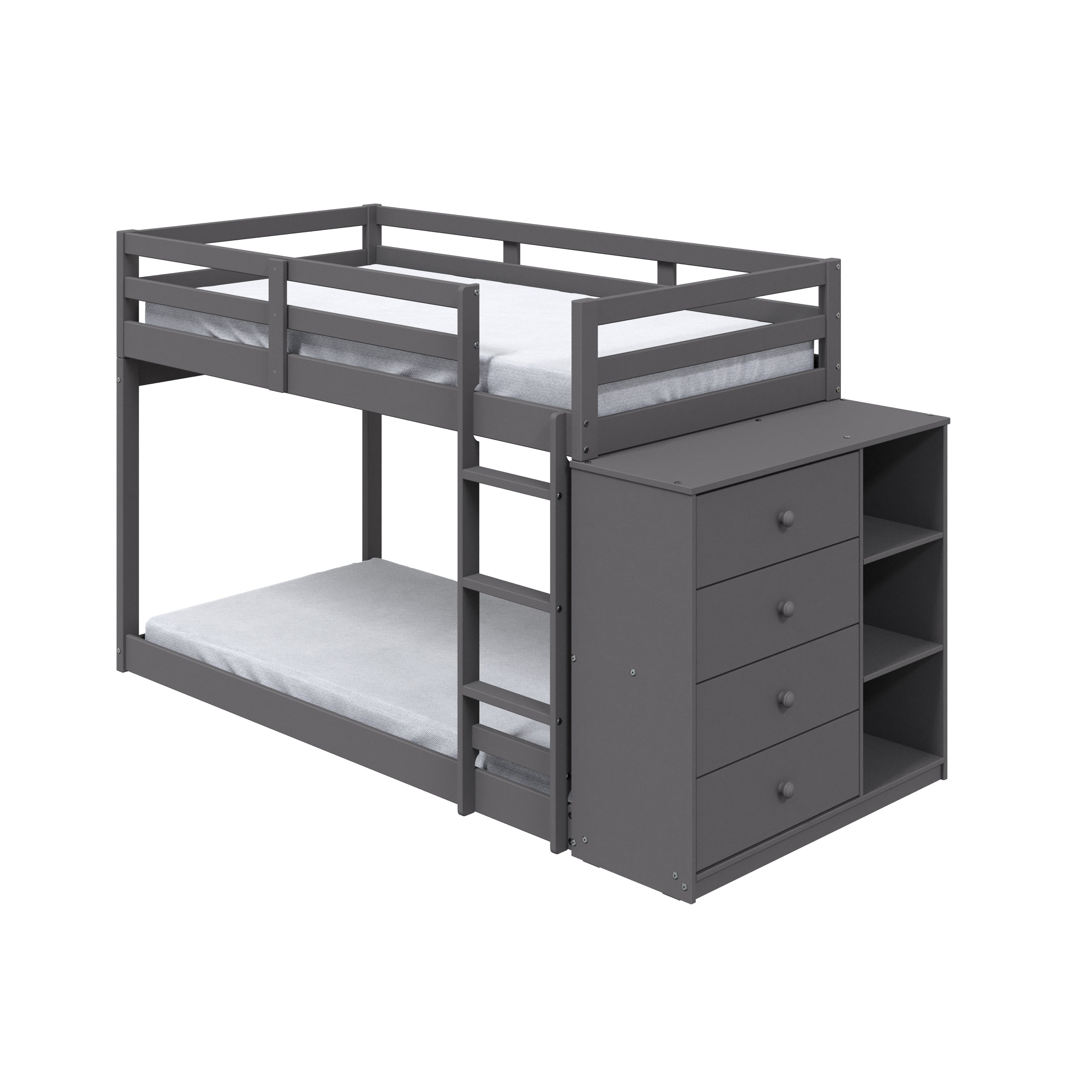ACME Gaston Twin/Twin Bunk Bed w/Cabinet, Gray Finish BD01372 - Atlantic Fine Furniture Melbourne FL