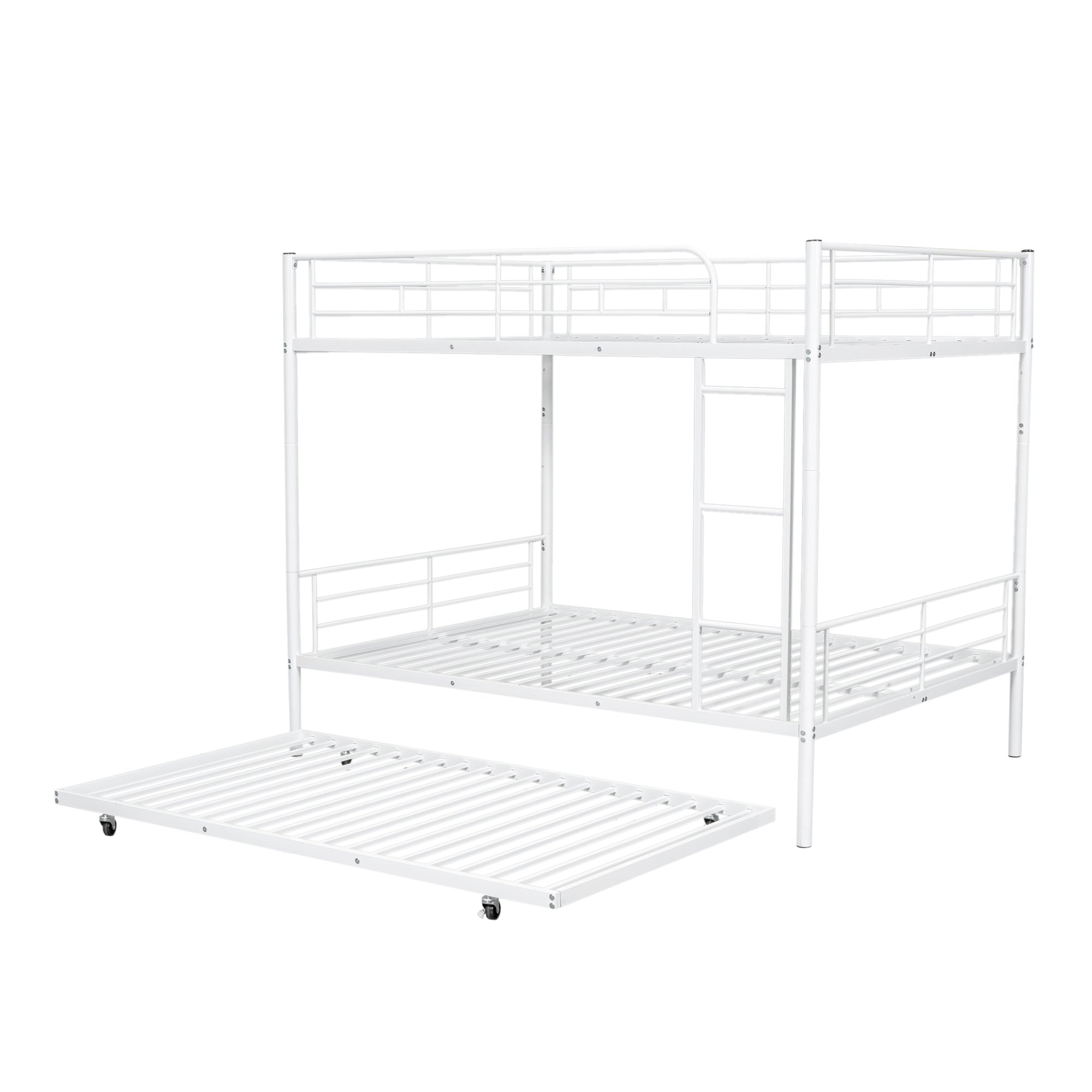 Full Over Full Metal Bunk Bed with Trundle, White - Atlantic Fine Furniture Melbourne FL