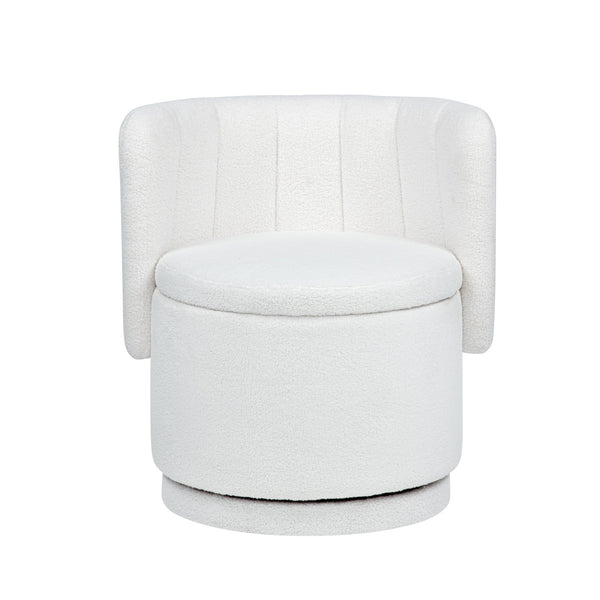 Modern 360 Degree Swivel Back Sofa Chair With Storage Space Boucle, Perfect For Bedroom And Living Room - Beige