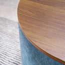 Classic 2 Piece Round Storage Ottoman Set With Drum Shaped Stool