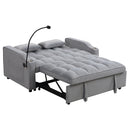 Modern Velvet Loveseat With Pullout Bed, Adjustable Reclining Backrest