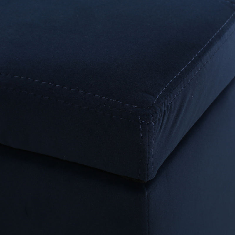Velvet Storage Bench, Upholstered End Of Bed, Storage Ottoman Benches, Fabric Ottoman Bench With Large Storage Space For Living Room Entryway Bedroom - Dark Blue