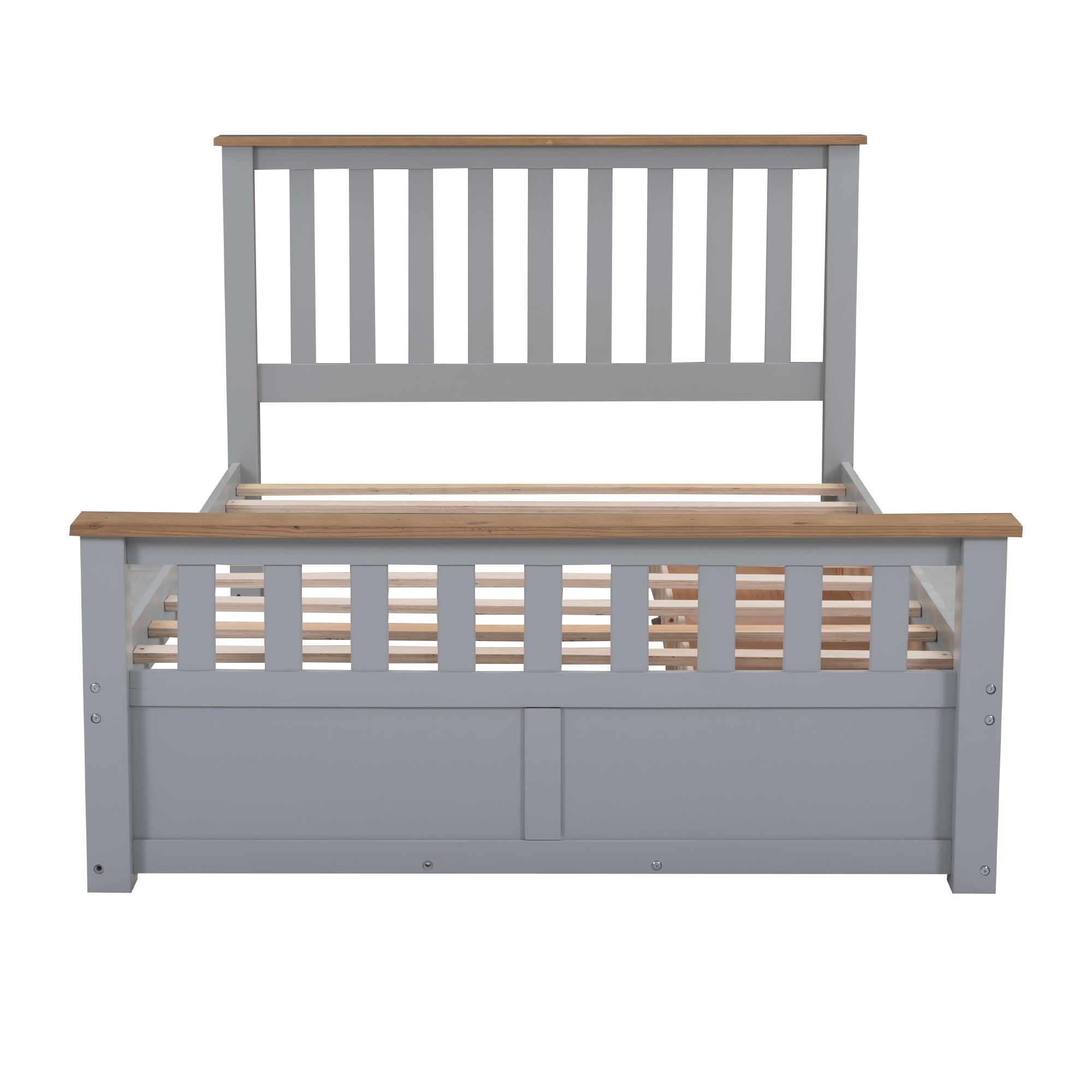 Full Size Wood Platform Bed with Two Drawers and Wooden Slat Support,Gray+Natrual - Atlantic Fine Furniture Melbourne FL