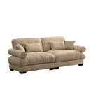 Modern Velvet Sofa With Bolstered Armrests And Pillows