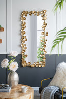 Full Length Mirror With en Leaf Accents, Floor Miiror For Living Room Bedroom - Gold