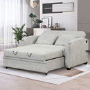 Pull Out Loveseat Sofa With Adjsutable Backrest, 2 Pillows, Cup Holders, USB Ports For Living Room