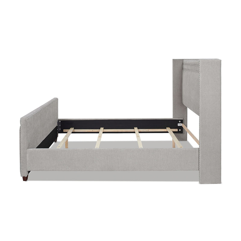 Elle - Wingback Upholstered King Bed - Silver Gray