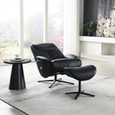 Labonita - Motion Accent Chair With Swivel & Ottoman - Black Top Grain Leather & Black