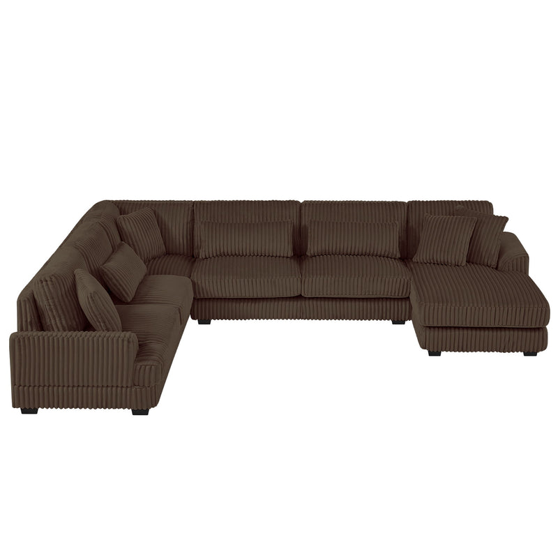 Oversized Sectional Sofa U - Shaped Sofa Couch Modern Sofa Upholstered In Soft Corduroy With A Chaise Lounge For Living Room