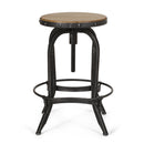 Industrial Firwood Adjustable Height Swivel Barstools (Set of 2) Metal & Wood - Natural / Pewter