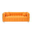 80-Inch Orange Teddy Fleece Sofa for Living Room or Bedroom, Including Two Throw Pillows & Sturdy Hardware Foot Support