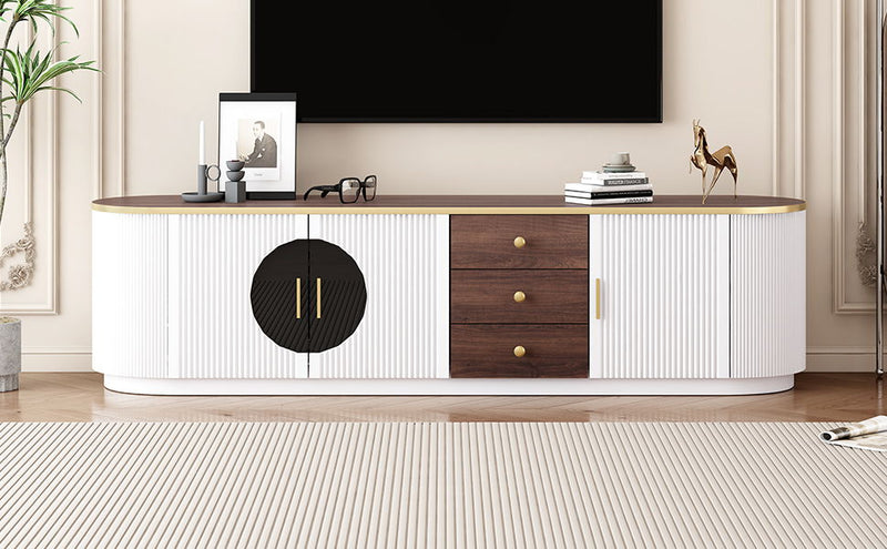 Modern Minimalist TV Stand For TVs Up To 80" With 3 Drawers And 1 Shelf