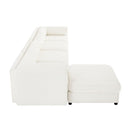 Contemporary Elegant White Chenille Sofa With Storage And Ottoman