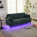 Chenille 2 Seater Sofa With LED Light, USB Charging Port, And Storage Bag