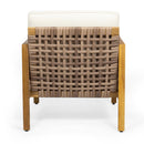 Maycen - Outdoor Club Chair With Wicker Accents - Teak