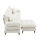 L Shaped Convertible Sectional Sofa 4 Seat Tufted Couch Set With Two Tone Adjust Legs Cloud Movable Ottoman