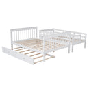 Twin-Over-Full Bunk Bed with Twin size Trundle, Storage and Guard Rail for Bedroom, Dorm, for Adults, White(OLD SKU :LT000119AAK)