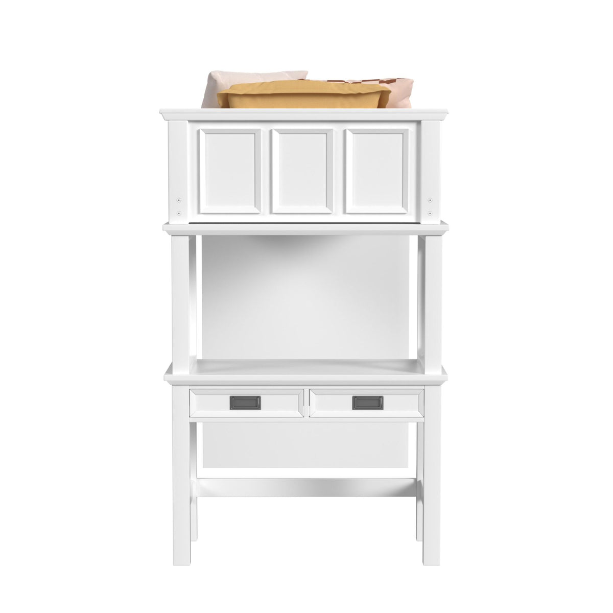 Hampton Kids Loft Bed With Staircase And Desk With Speaker in White by Elements International, view 9