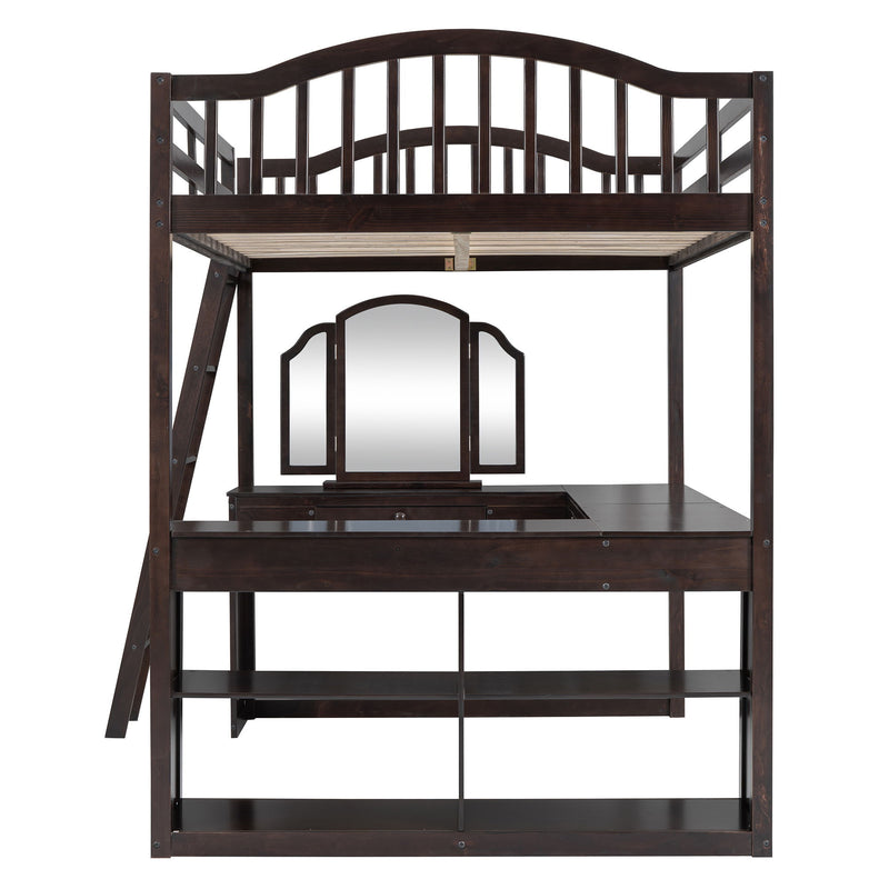 Loft Bed With Drawers, Cabinet, Shelves With Desk