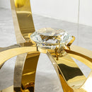 Tempered Clear Glass Rectangular Dining Table With Stainless Steel Base - Gold