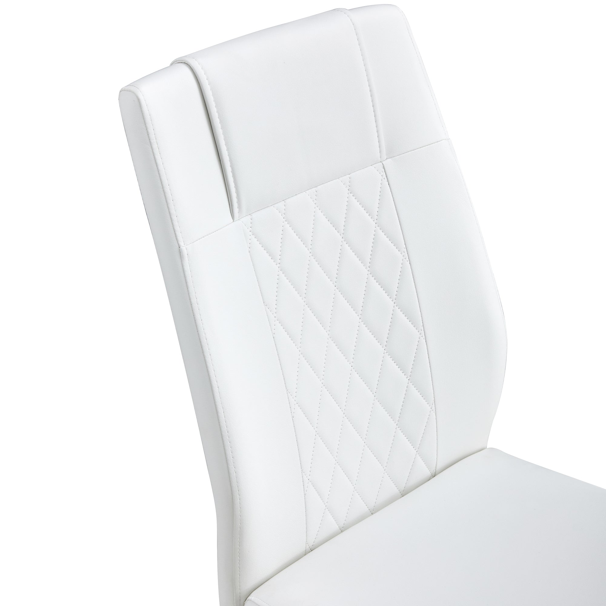 Modern dining chairs with faux leather upholstered seats - dining room chairs with metal legs, suitable for kitchen, living room, bedroom, dining room side chairs, set of 6 pieces (white+PU leather)