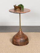 Colima - Round Wood Top Accent Side Table - Peach