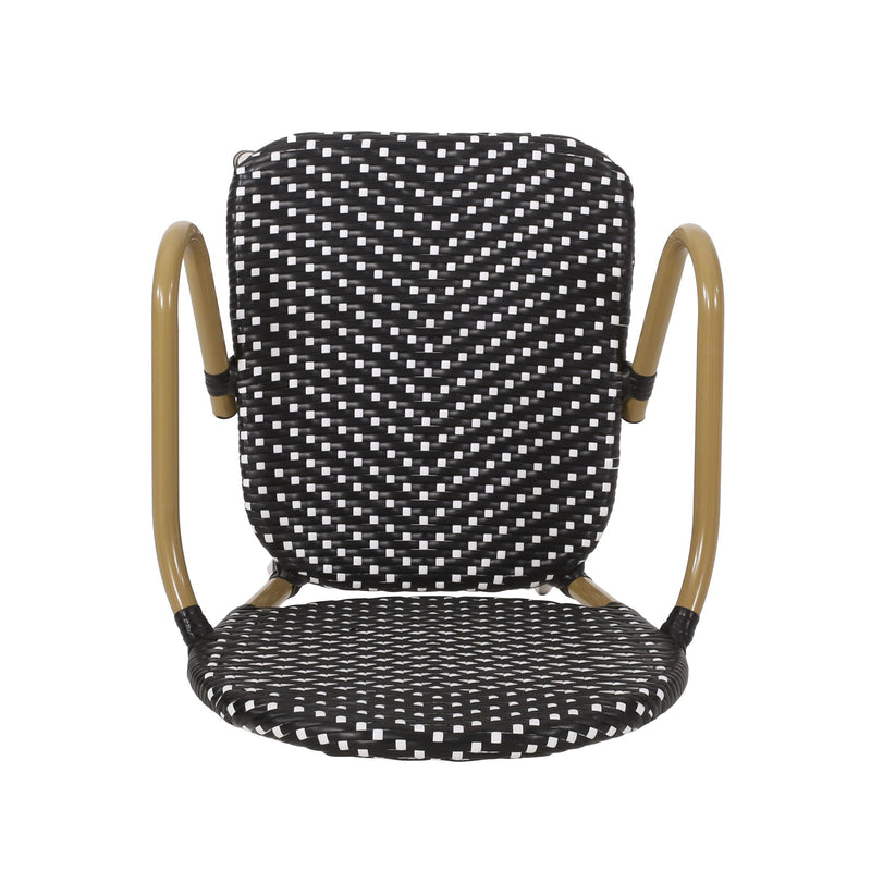 Outdoor Wicker And Aluminum French Barstools (Set of 2)