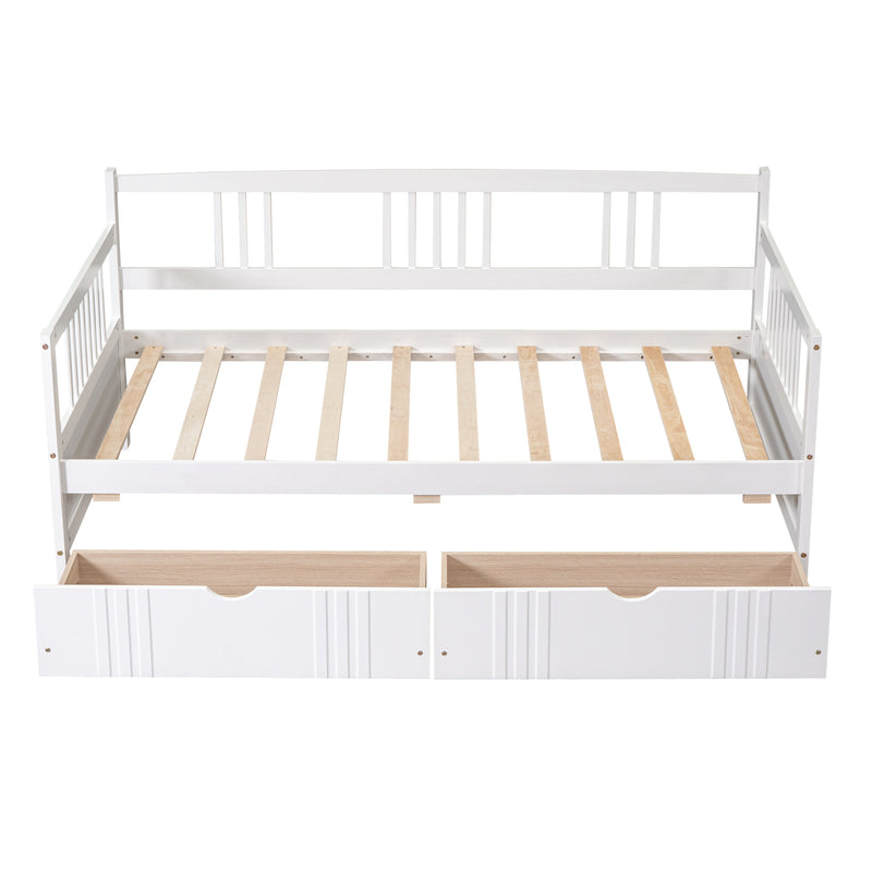 Twin Size Daybed Wood Bed with Two Drawers,White(OLD SKU:LP000057AAK)