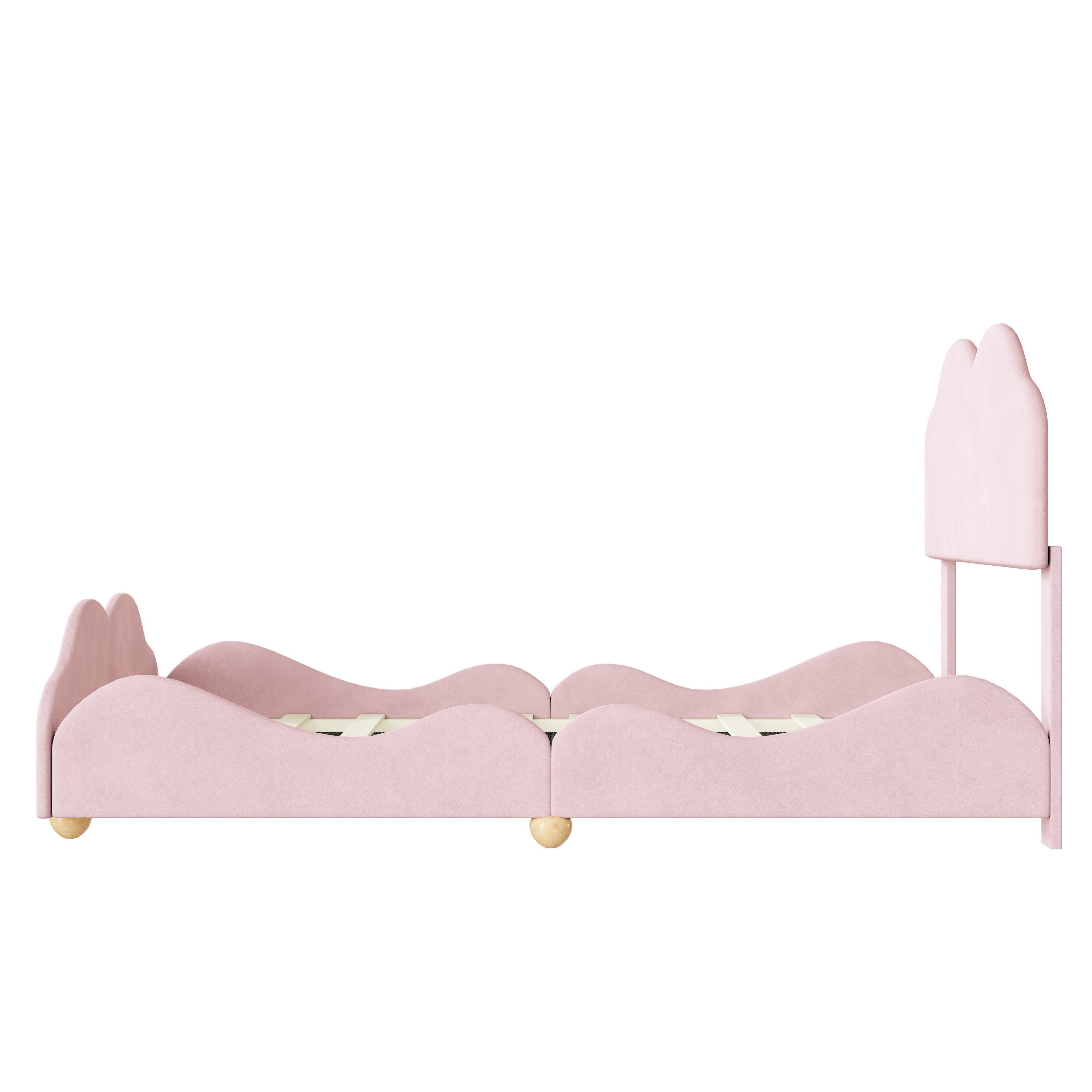 Full Size Upholstered Platform Bed with Cloud Shaped bed board, Light Pink - Atlantic Fine Furniture Melbourne FL