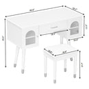 Elegant Vanity Makeup Table & Chair Set Modern Dressing Table With Organizer Writing Desk Charging Port Engineered Wood - White