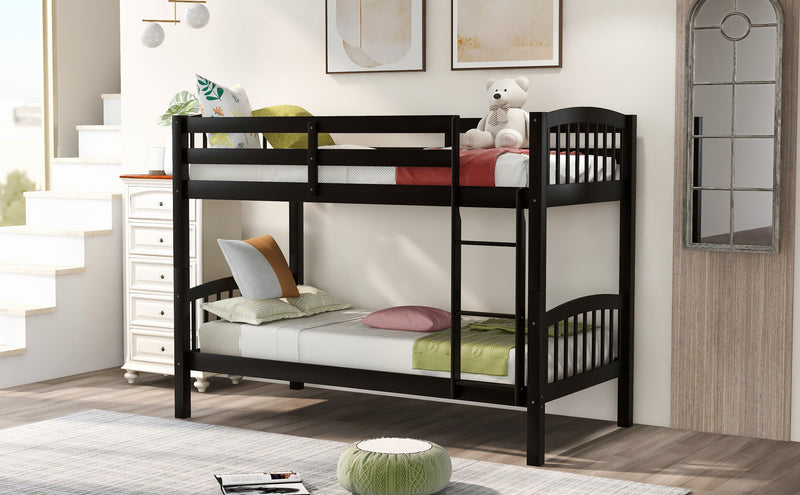 Twin Over Twin Bunk Bed With Ladder - Espresso