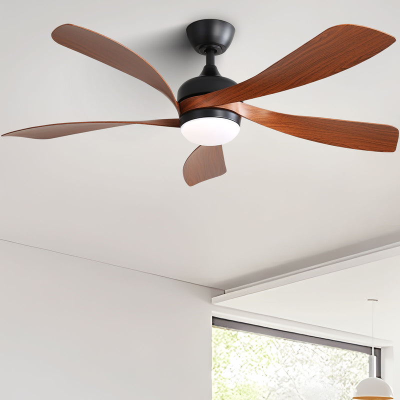 Indoor Ceiling Fan With 3 Color Dimmable 5 ABS Blades Remote Control Reversible Dc Motor With Led Light - Black