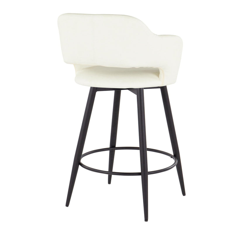 Margarite - Contemporary Fixed Height Counter Stool With Swivel With Round Footrest (Set of 2)